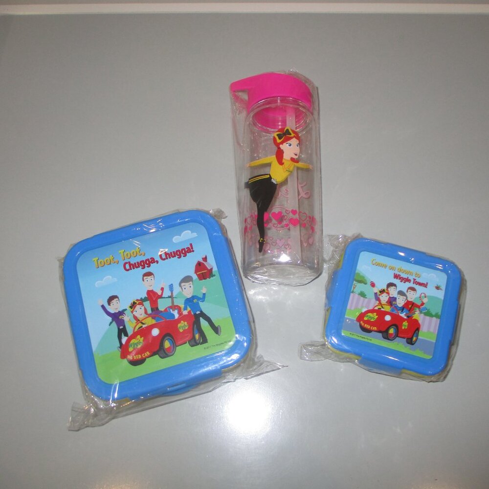 THE WIGGLES - Snack Set - 2 containers & 1 Cup w/Straw - NWT